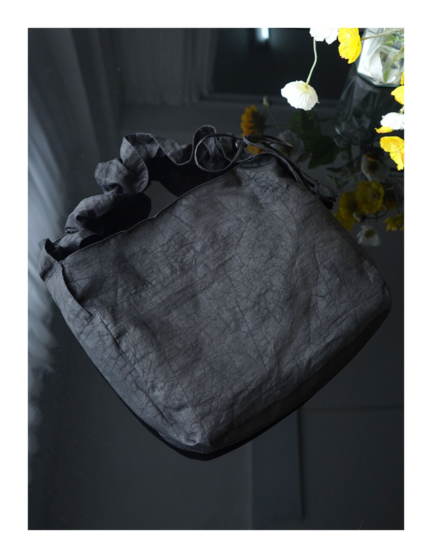 Gambiered Canton Gauze "Tortoise-Crackle" Lotus Leaf Drawstring Bag