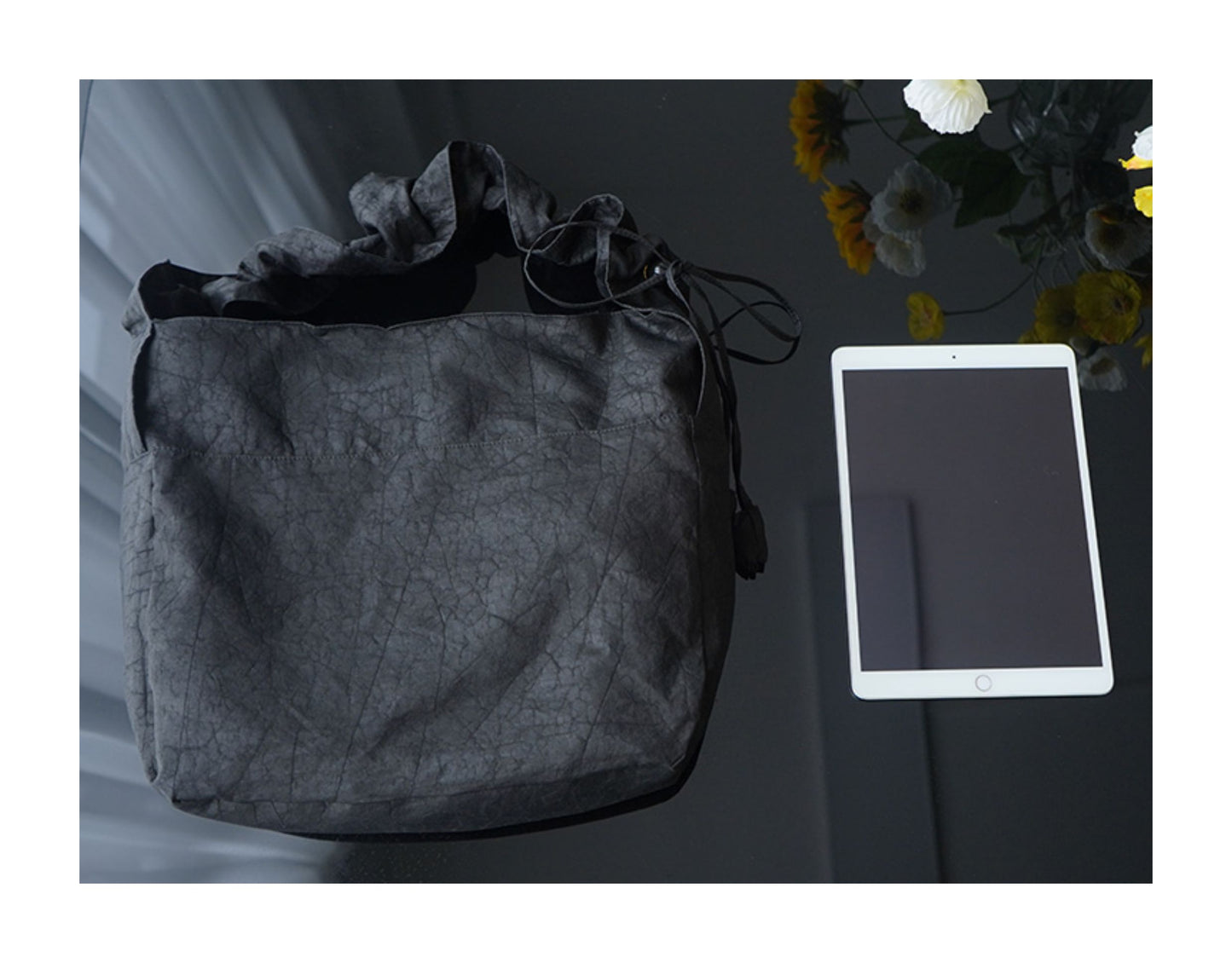 Gambiered Canton Gauze "Tortoise-Crackle" Lotus Leaf Drawstring Bag