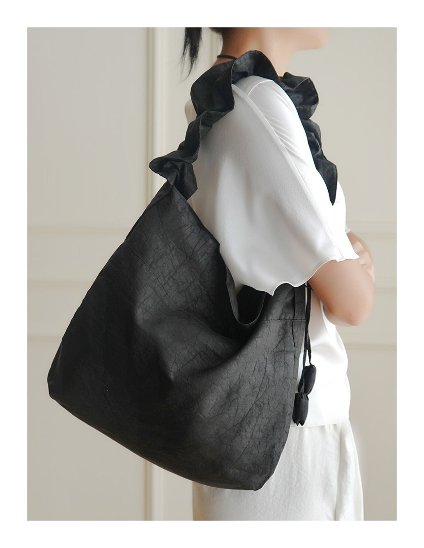 Gambiered Canton Gauze "Tortoise-Crackle" Lotus Leaf Drawstring Bag
