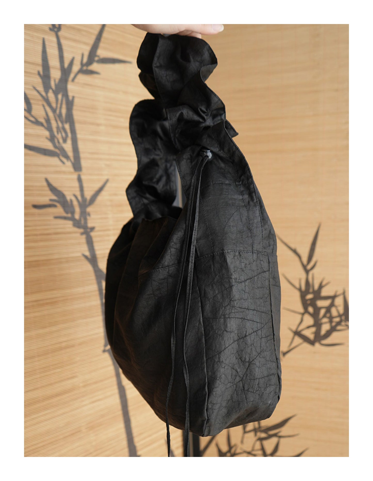 Gambiered Canton Gauze "Tortoise-Crackle" Lotus Leaf Drawstring Bag