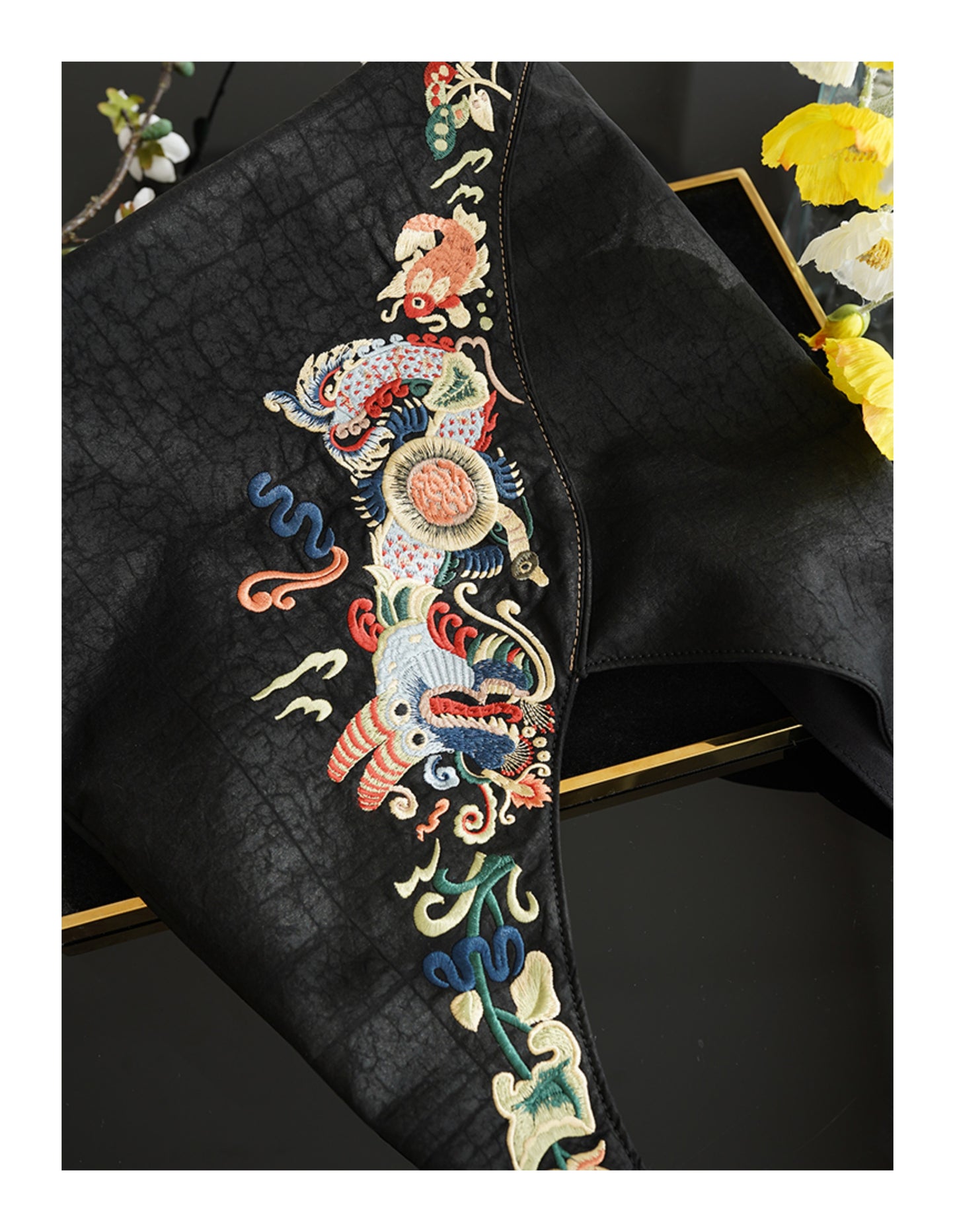 Dragon-Koi Gambiered Canton Gauze Bag