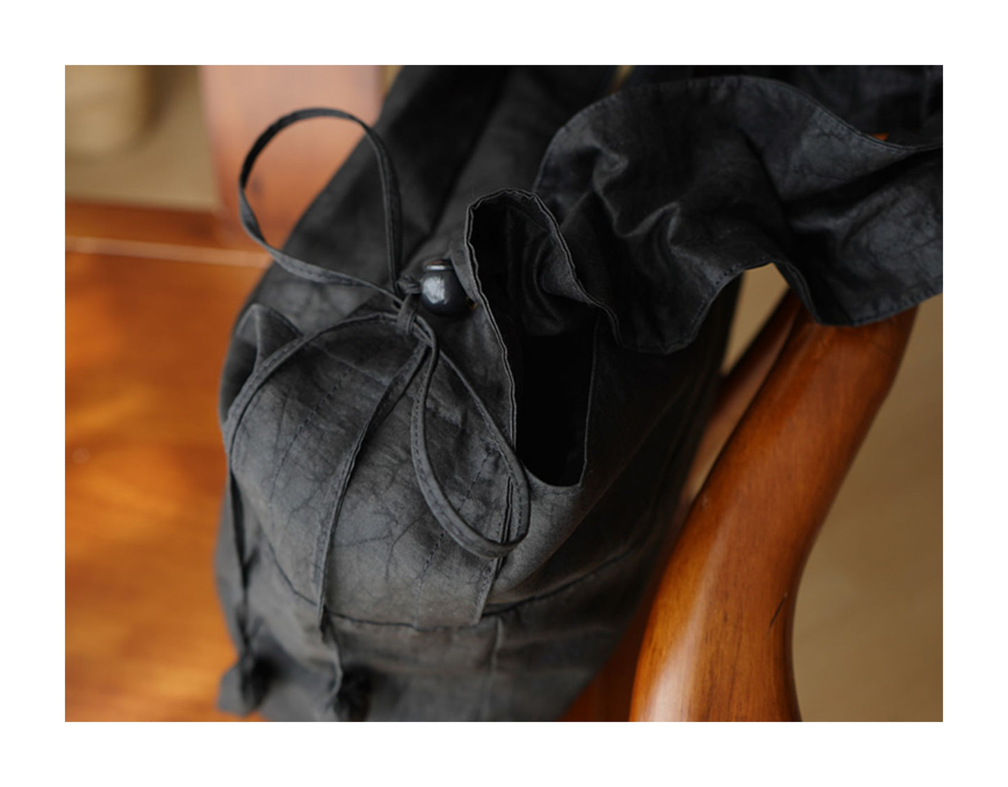Gambiered Canton Gauze "Tortoise-Crackle" Lotus Leaf Drawstring Bag