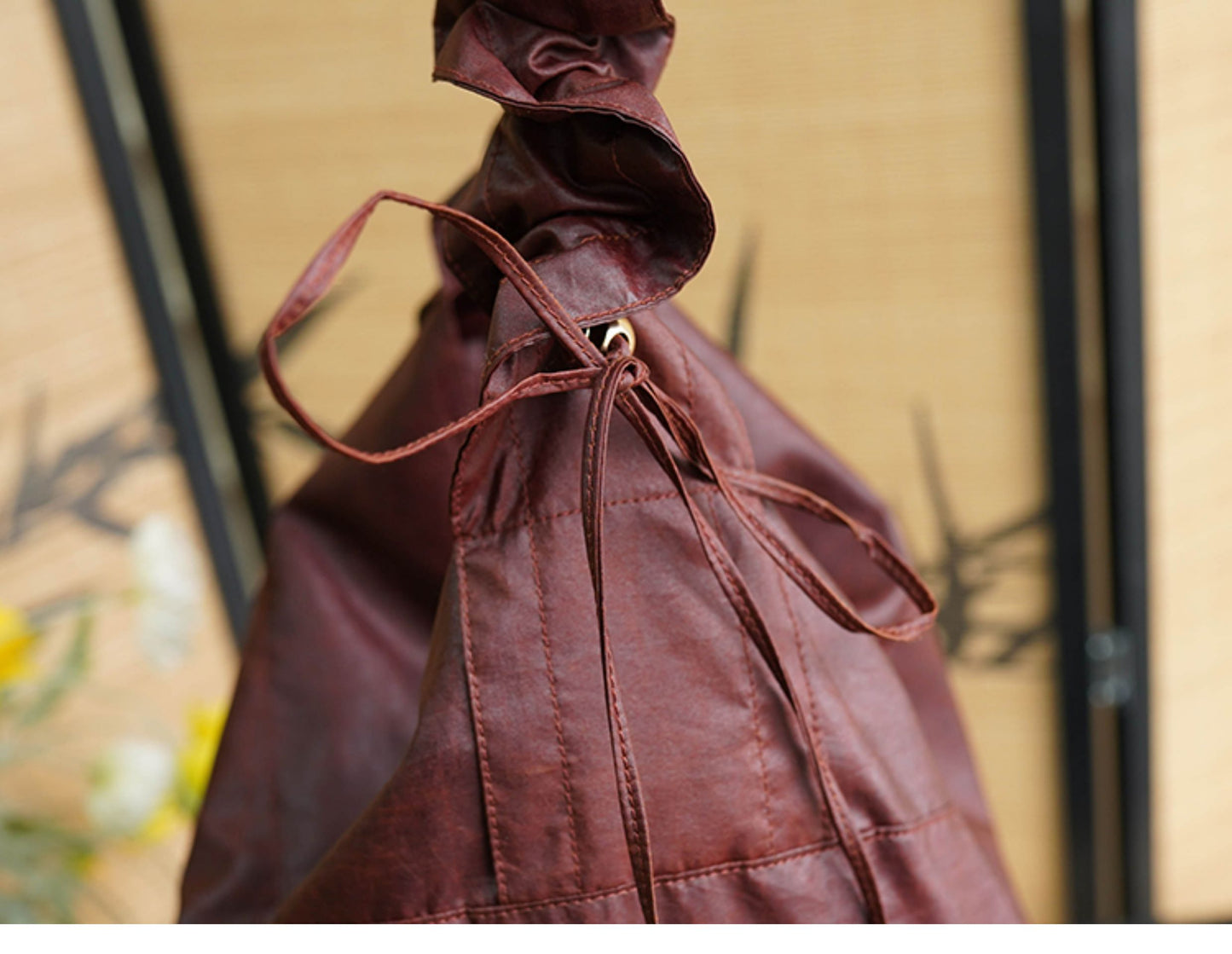 Gambiered Canton Gauze "Tortoise-Crackle" Lotus Leaf Drawstring Bag