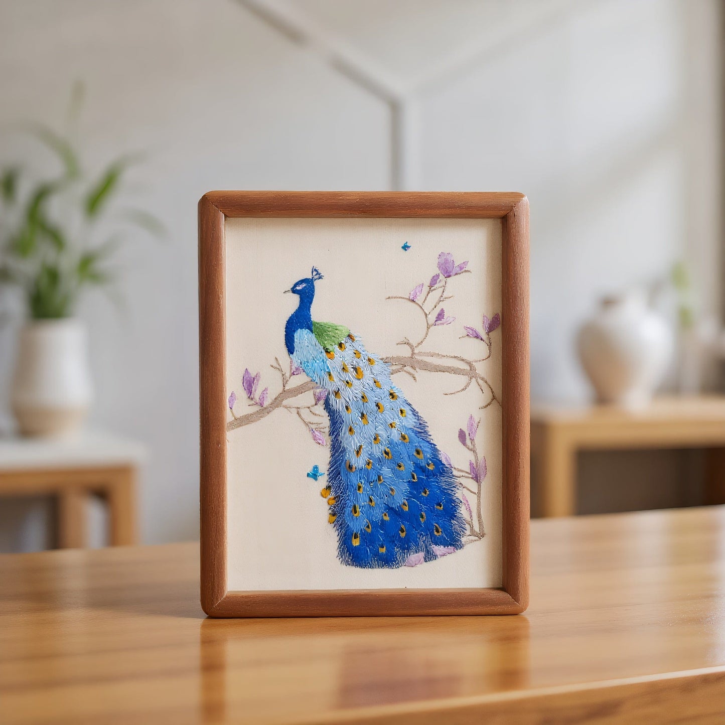 Chinese Double-Sided Embroidery Panda Wall Art - Handstitched Xiang Embroidery on Walnut Wood, Glass-Free Display, Asian Home Decor Gift