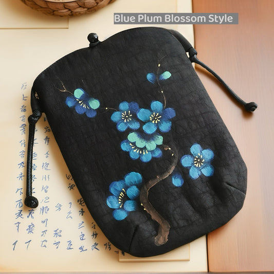 Gambiered Guangdong Silk Crossbody Bag | Hand-Painted Chinese Art | Women's Phone Purse