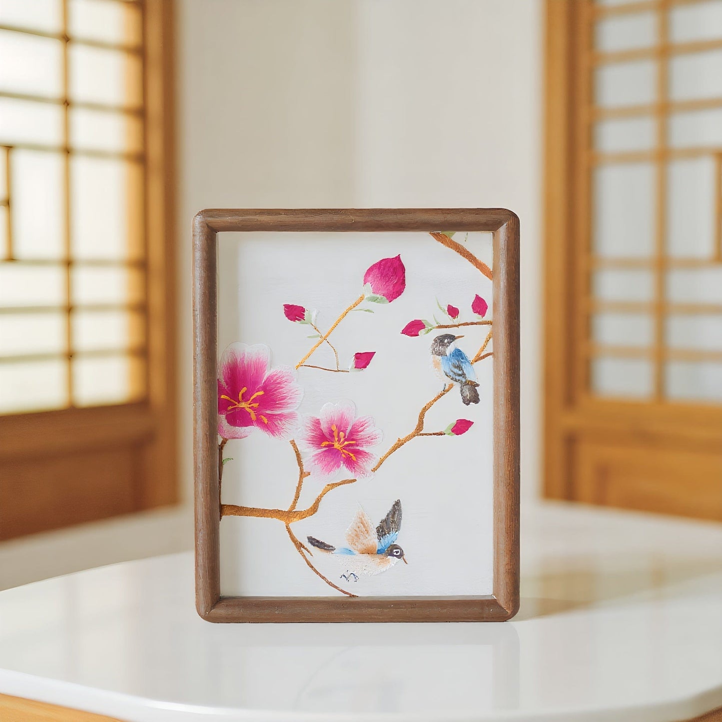 Chinese Double-Sided Embroidery Panda Wall Art - Handstitched Xiang Embroidery on Walnut Wood, Glass-Free Display, Asian Home Decor Gift