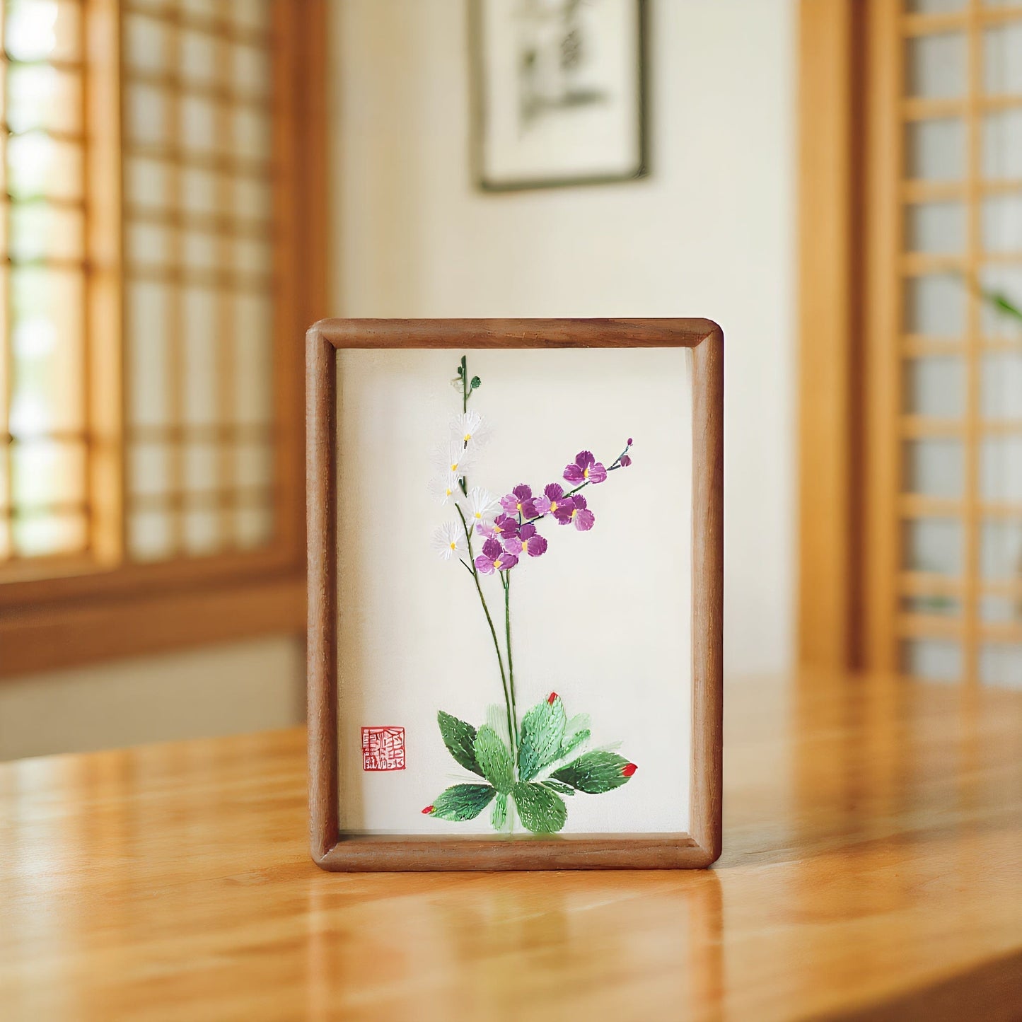 Chinese Double-Sided Embroidery Panda Wall Art - Handstitched Xiang Embroidery on Walnut Wood, Glass-Free Display, Asian Home Decor Gift