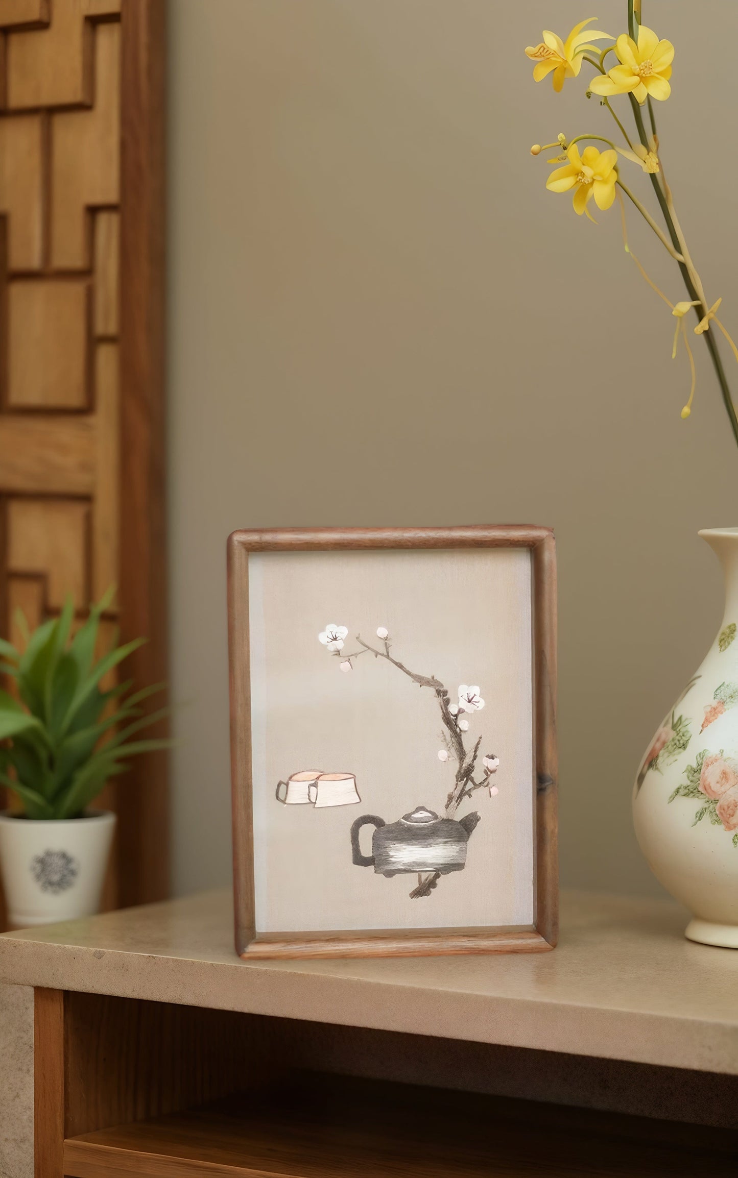 Chinese Double-Sided Embroidery Panda Wall Art - Handstitched Xiang Embroidery on Walnut Wood, Glass-Free Display, Asian Home Decor Gift
