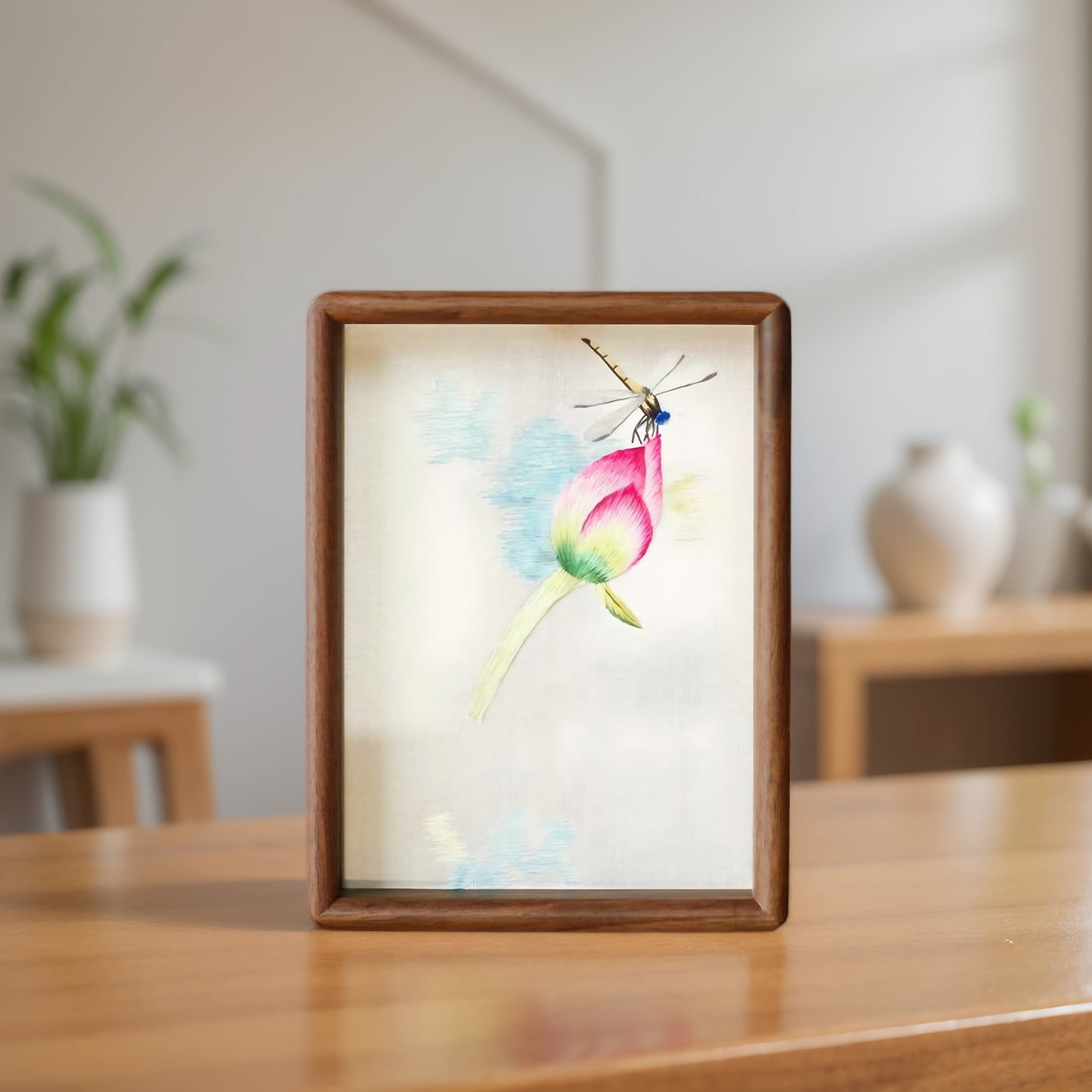Chinese Double-Sided Embroidery Panda Wall Art - Handstitched Xiang Embroidery on Walnut Wood, Glass-Free Display, Asian Home Decor Gift