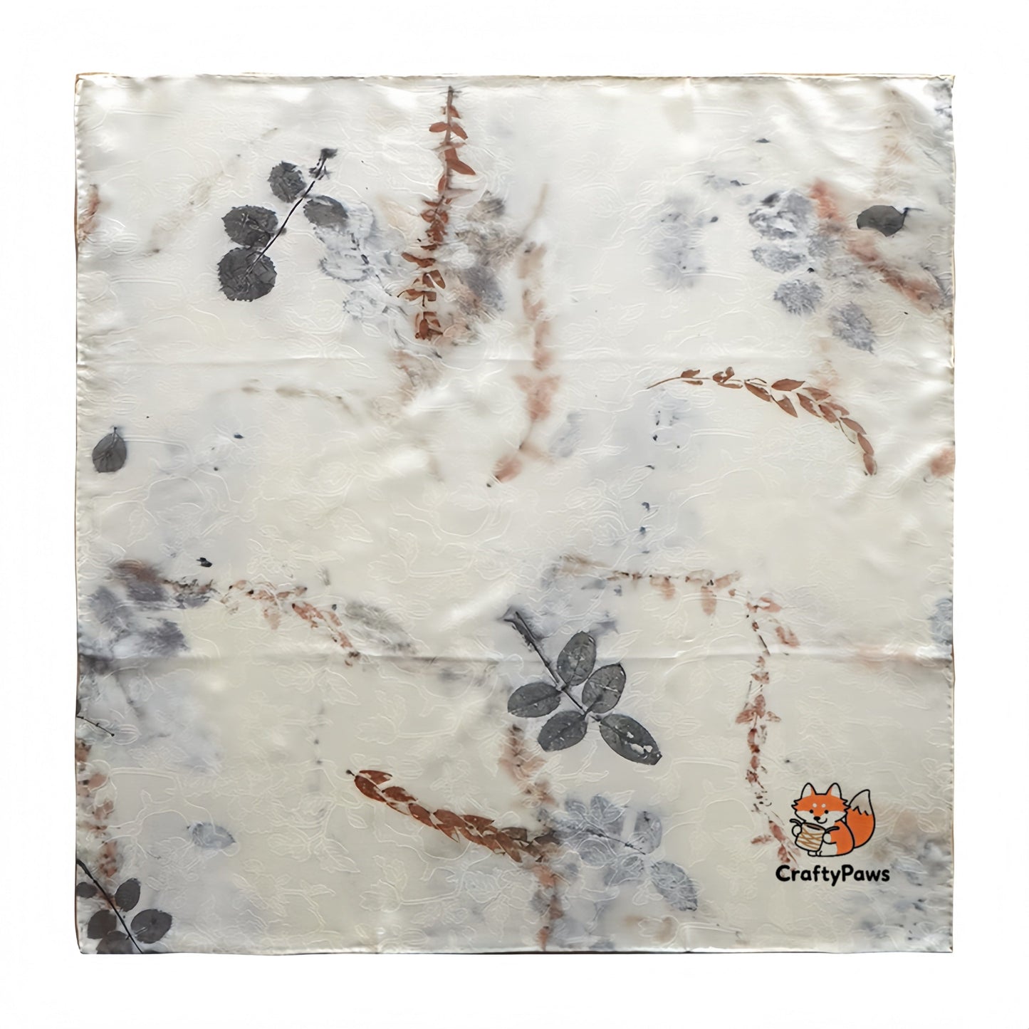 Leaf Print & Plant-Dyed Jiaoluo Silk Scarf - 19 Momme Breathable Square Neckwear, Handwoven 100% Mulberry Silk, Intangible Cultural Heritage Gift
