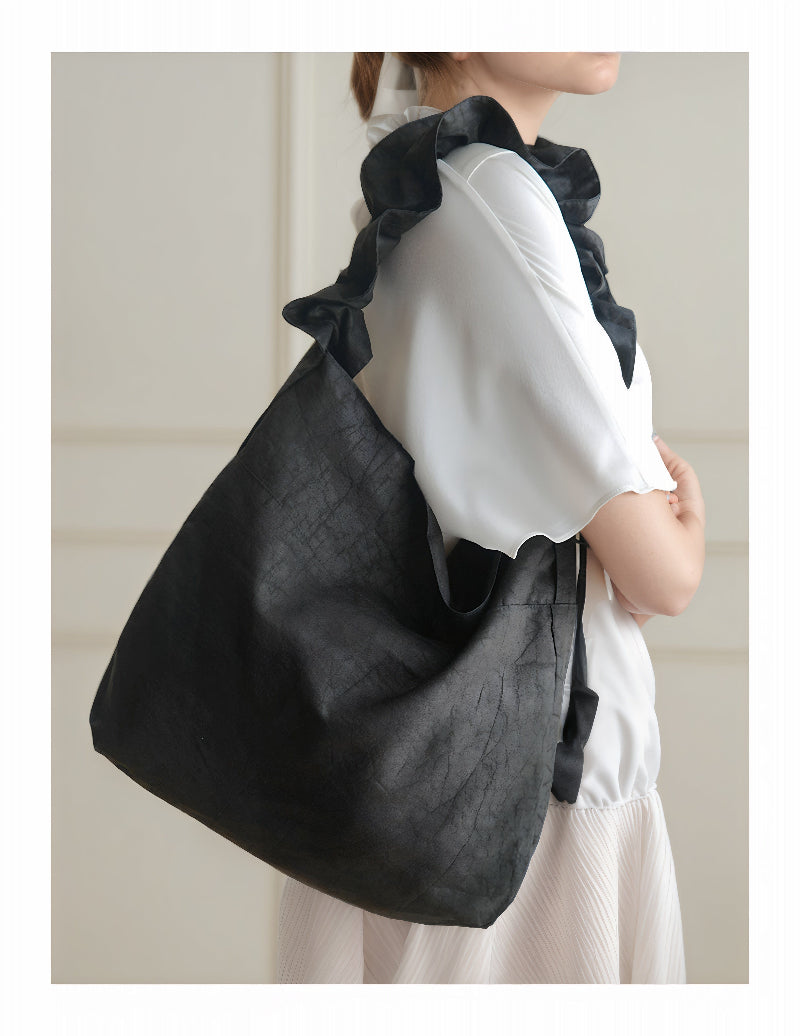 Gambiered Guangdong Silk (Xiangyun Sha) Tortoise-Crack Pattern Lotus Drawstring Bag - New Chinese Style Women's Shoulder Tote, Convertible Crossbody & Handheld Purse for Daily Commute