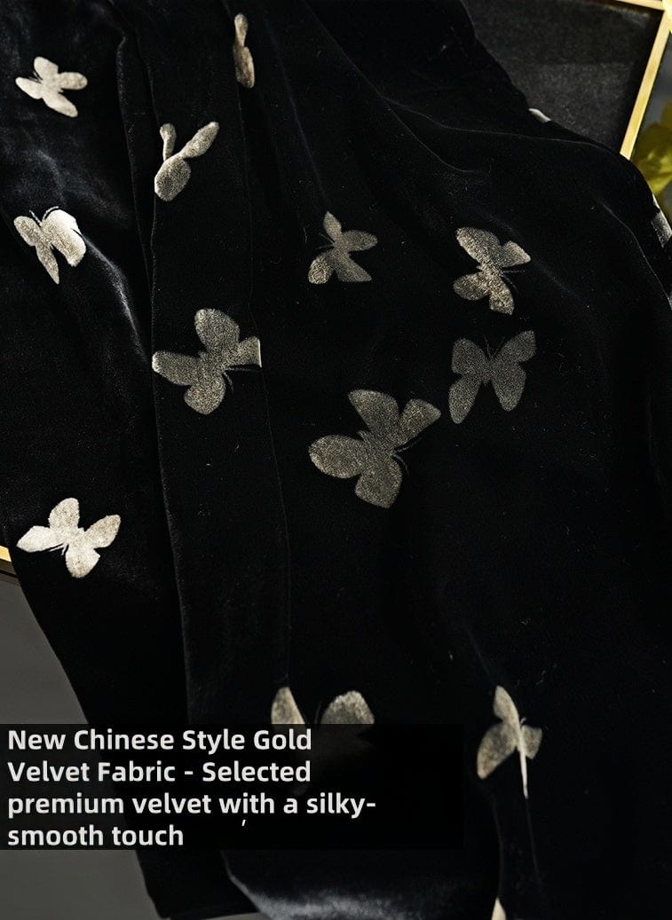 New Chinese Style Velvet Silk Scarf - Double-Layer Winter Shawl for Women with Butterfly Print, Mulberry Silk Luxury Wrap