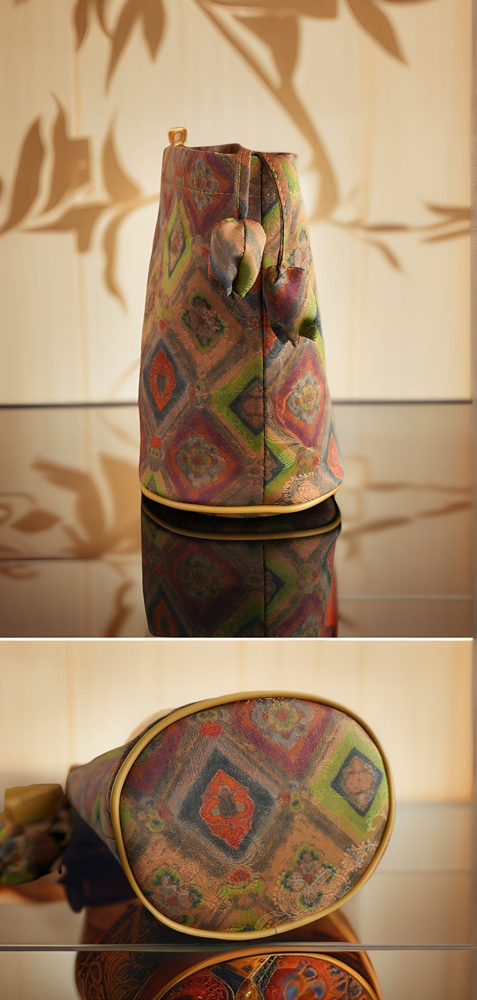 East-Meets-West Elegance: Windowpane Pattern Gambiered Canton Gauze Silk Phone Bag - Chic Oriental Mini Crossbody