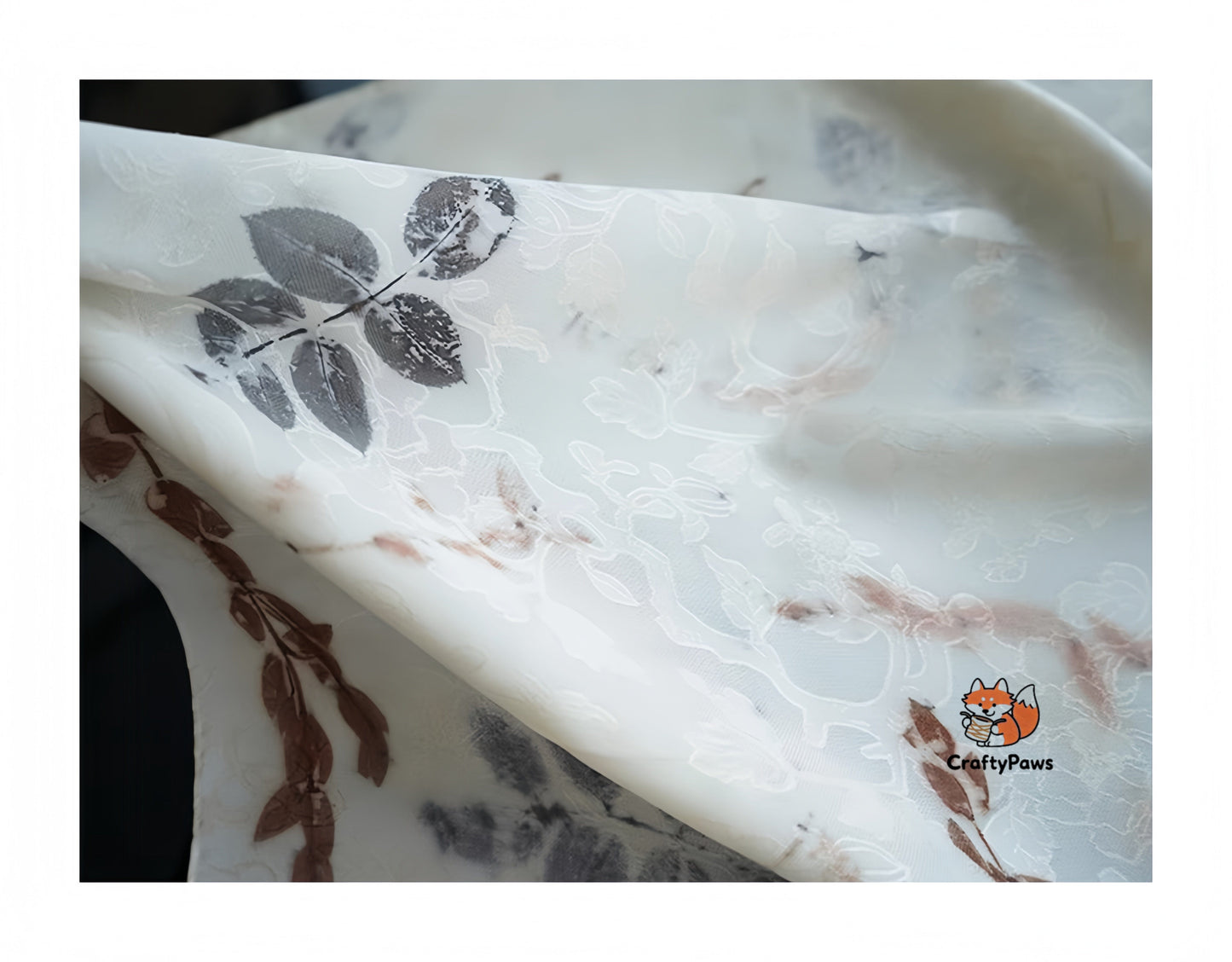 Leaf Print & Plant-Dyed Jiaoluo Silk Scarf - 19 Momme Breathable Square Neckwear, Handwoven 100% Mulberry Silk, Intangible Cultural Heritage Gift