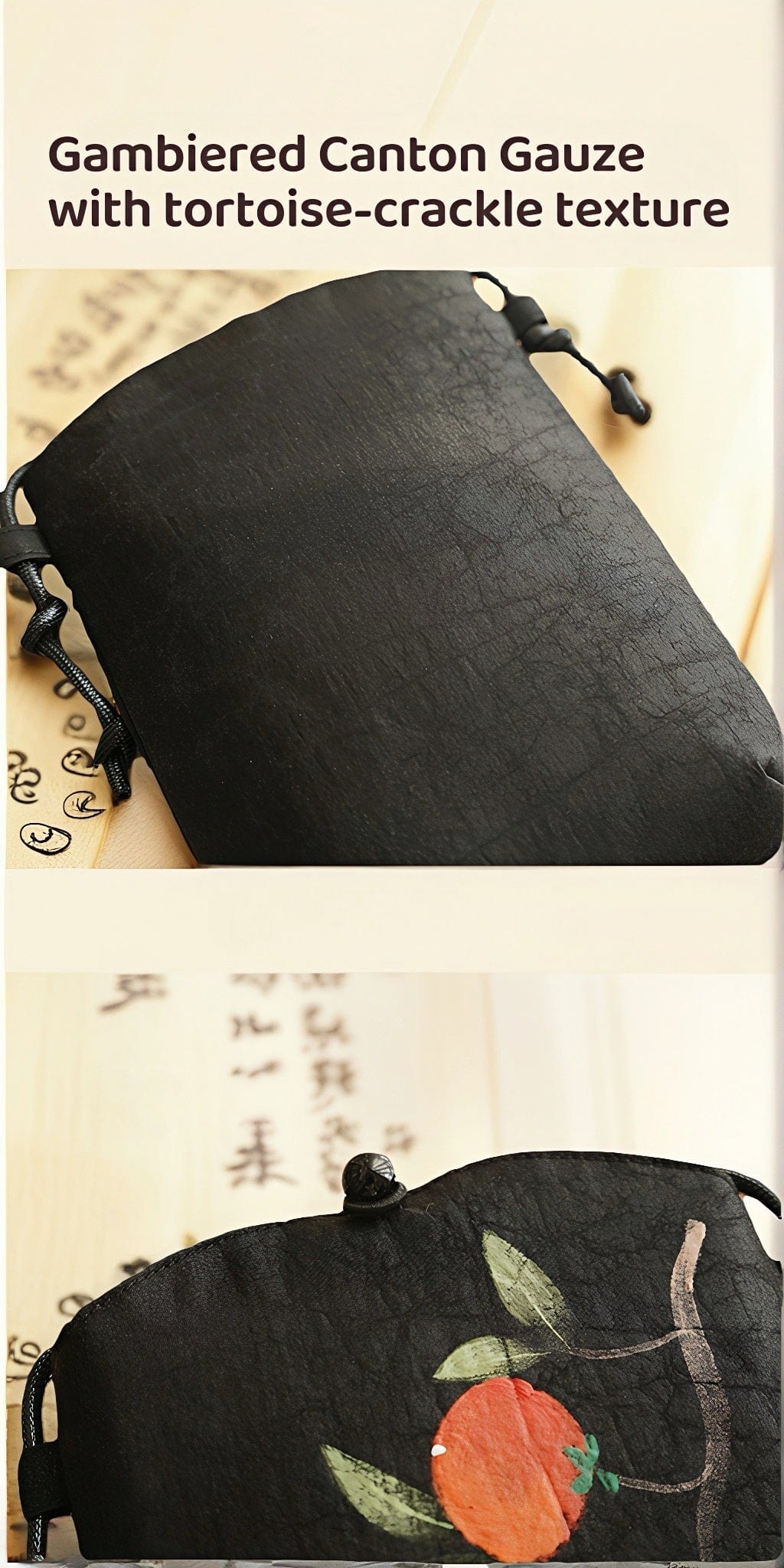 Gambiered Guangdong Silk Crossbody Bag | Hand-Painted Chinese Art | Women's Phone Purse