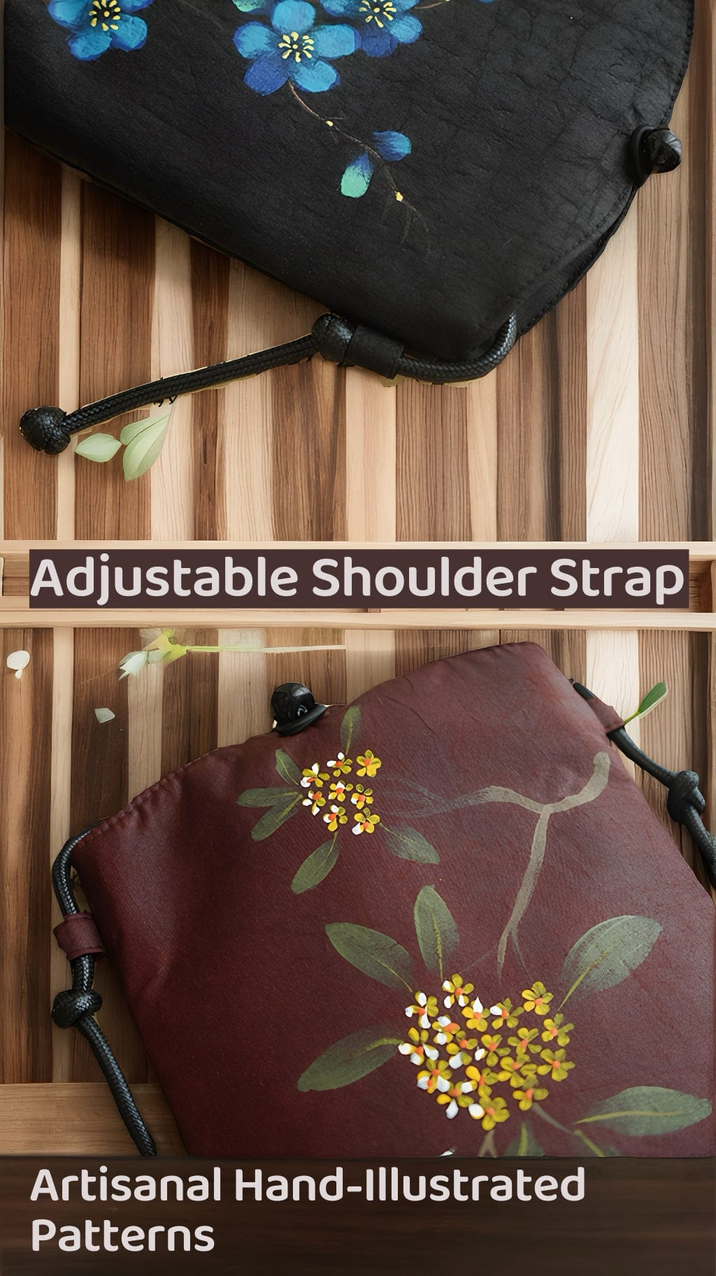 Gambiered Guangdong Silk Crossbody Bag | Hand-Painted Chinese Art | Women's Phone Purse