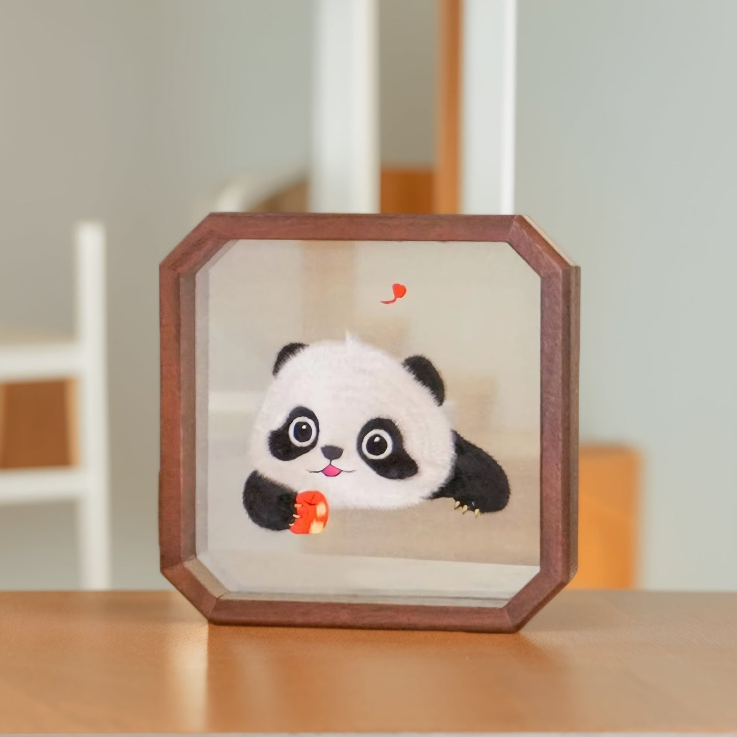 Chinese Double-Sided Embroidery Panda Wall Art - Handstitched Xiang Embroidery on Walnut Wood, Glass-Free Display, Asian Home Decor Gift