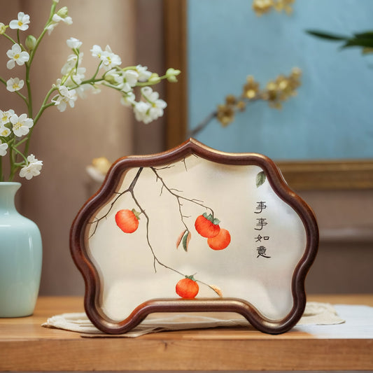 Double-Sided Art Ornament - Handmade Xiang Embroidery Display with Auspicious Birds & Flowers, Meticulous Needlework Home Decor