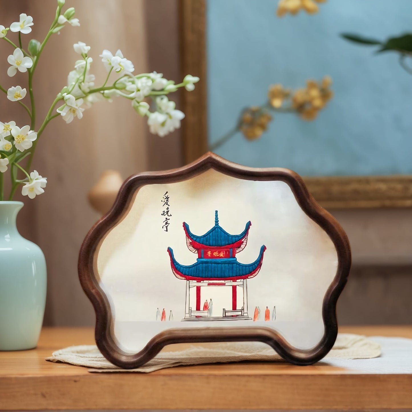Double-Sided Art Ornament - Handmade Xiang Embroidery Display with Auspicious Birds & Flowers, Meticulous Needlework Home Decor