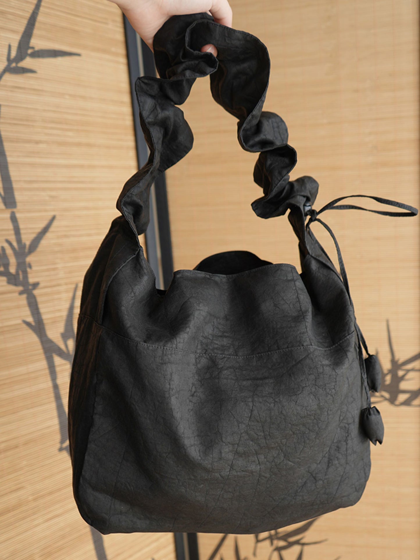 Gambiered Canton Gauze "Tortoise-Crackle" Lotus Leaf Drawstring Bag