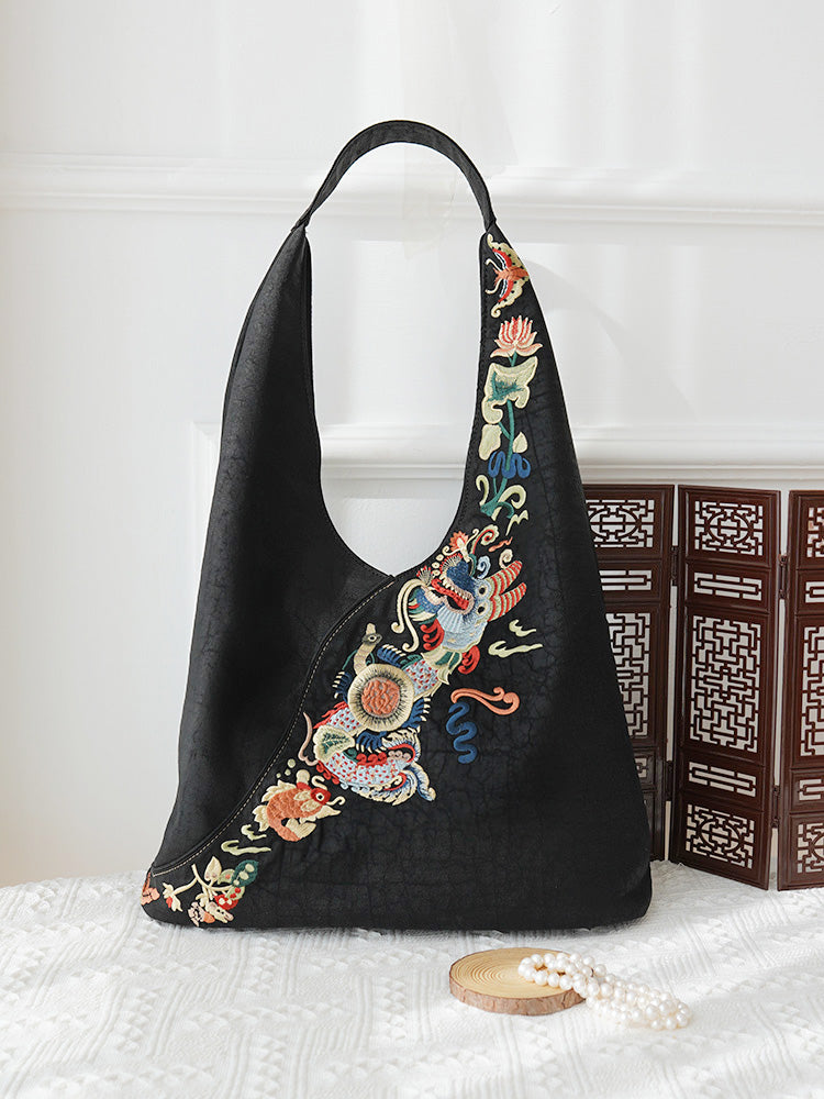 Dragon-Koi Gambiered Canton Gauze Bag