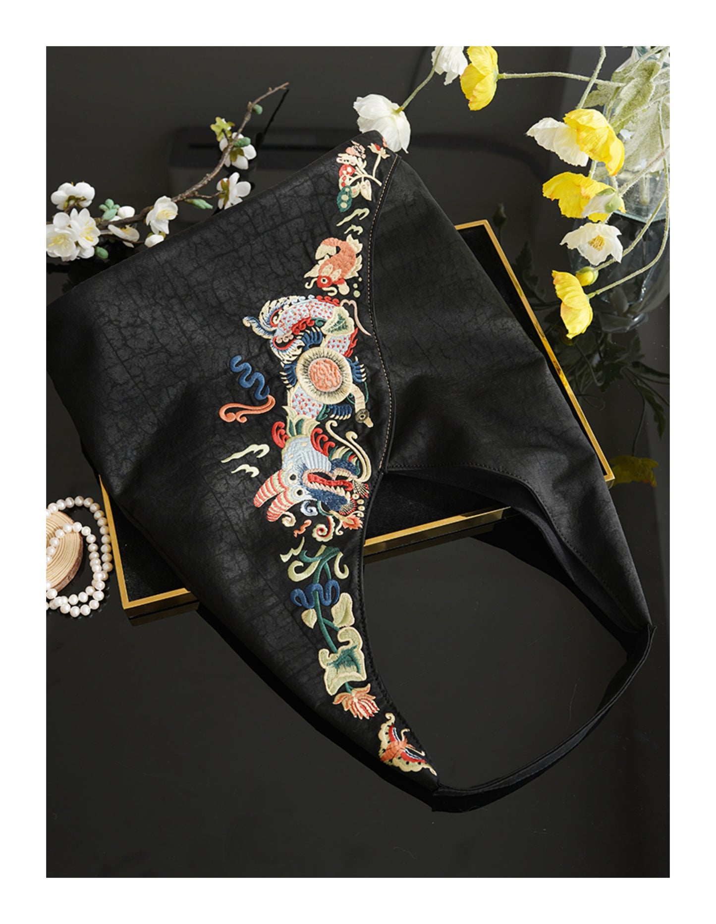 Dragon-Koi Gambiered Canton Gauze Bag