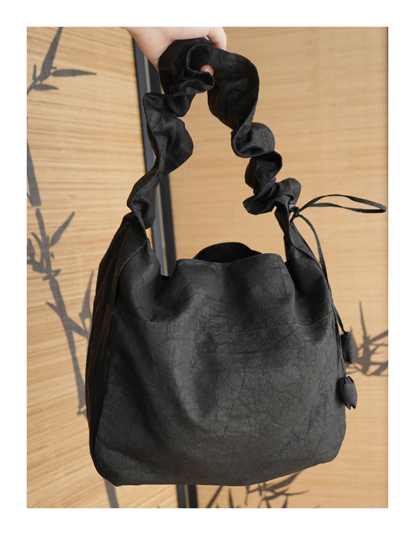 Gambiered Canton Gauze "Tortoise-Crackle" Lotus Leaf Drawstring Bag