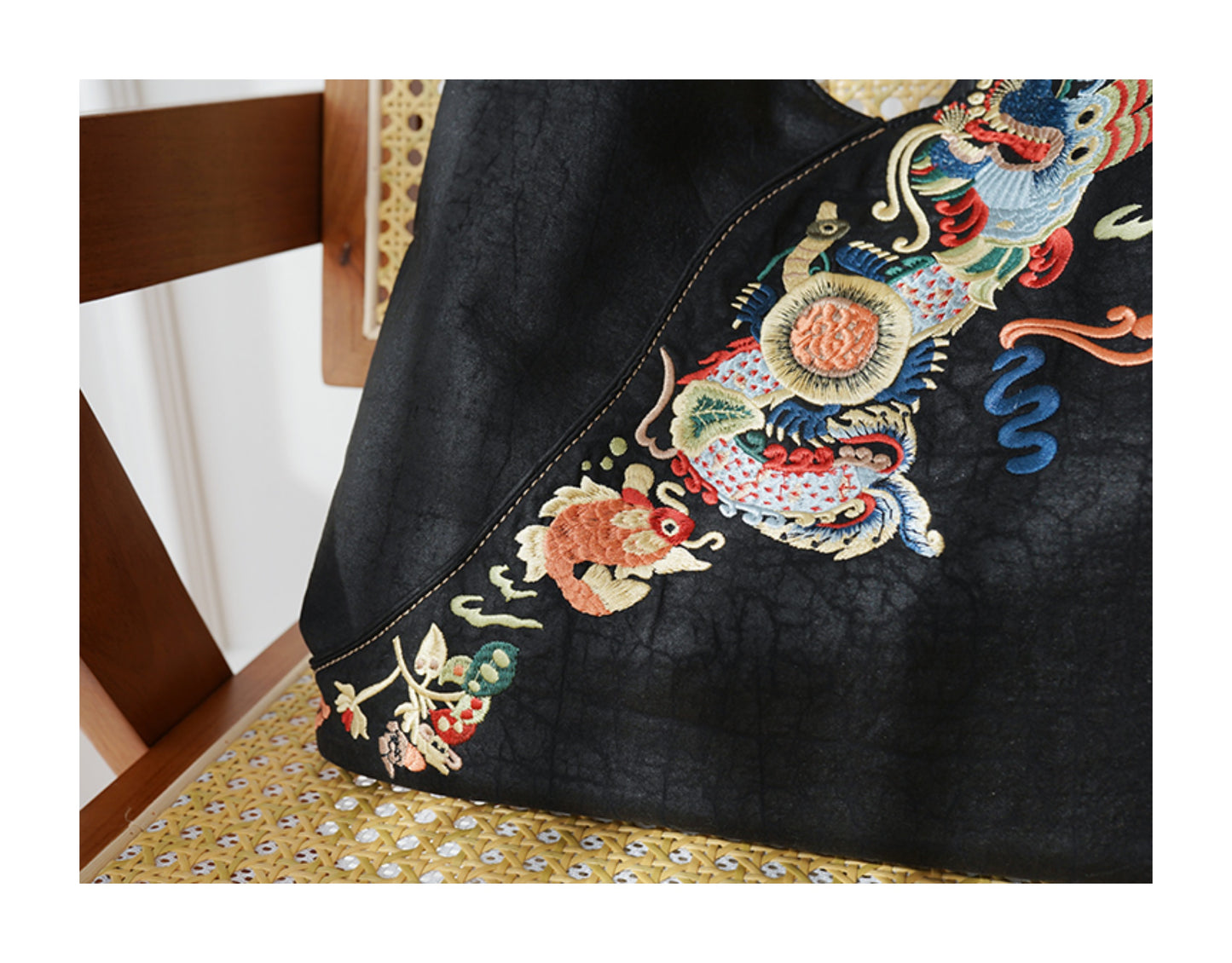 Dragon-Koi Gambiered Canton Gauze Bag