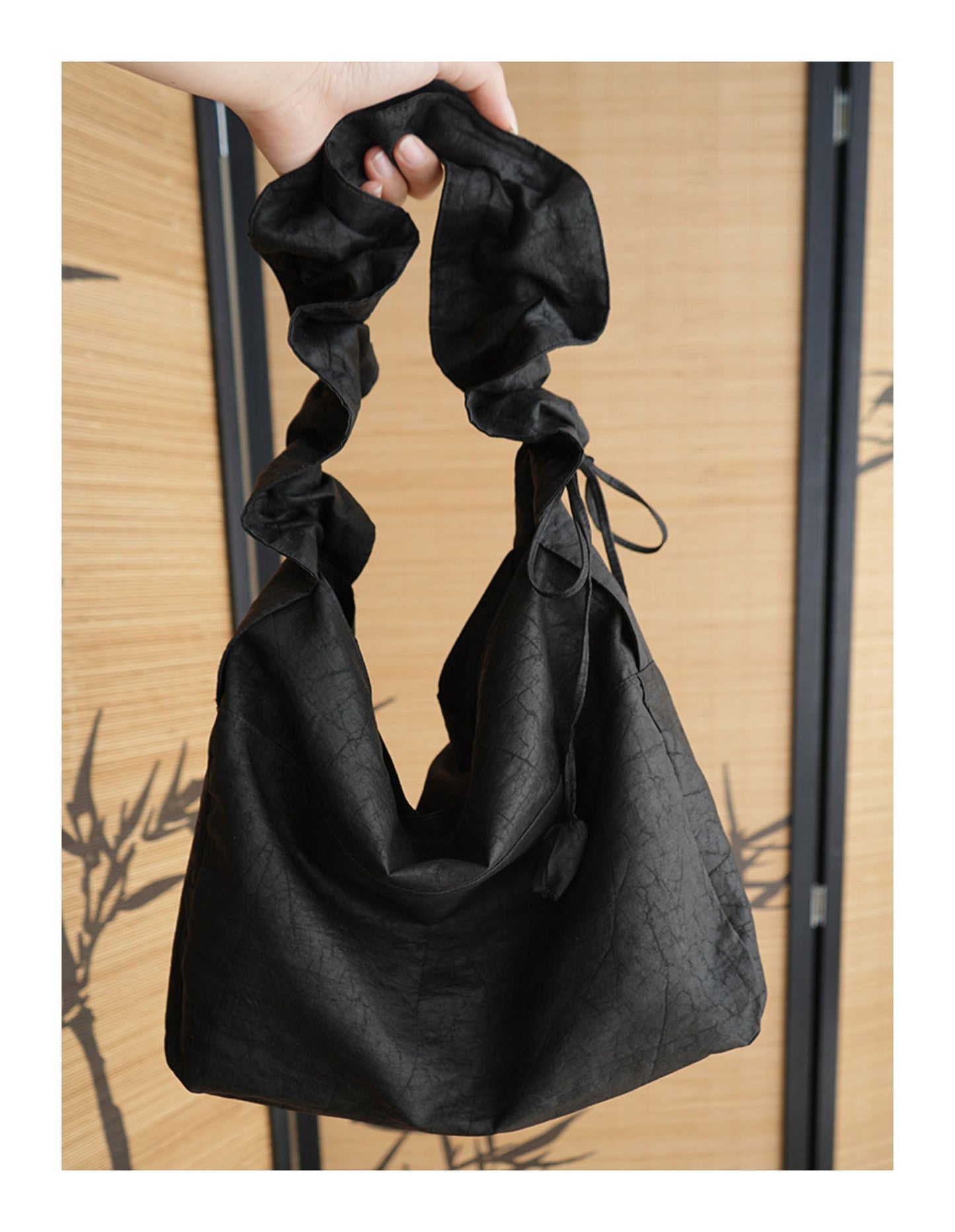 Gambiered Canton Gauze "Tortoise-Crackle" Lotus Leaf Drawstring Bag