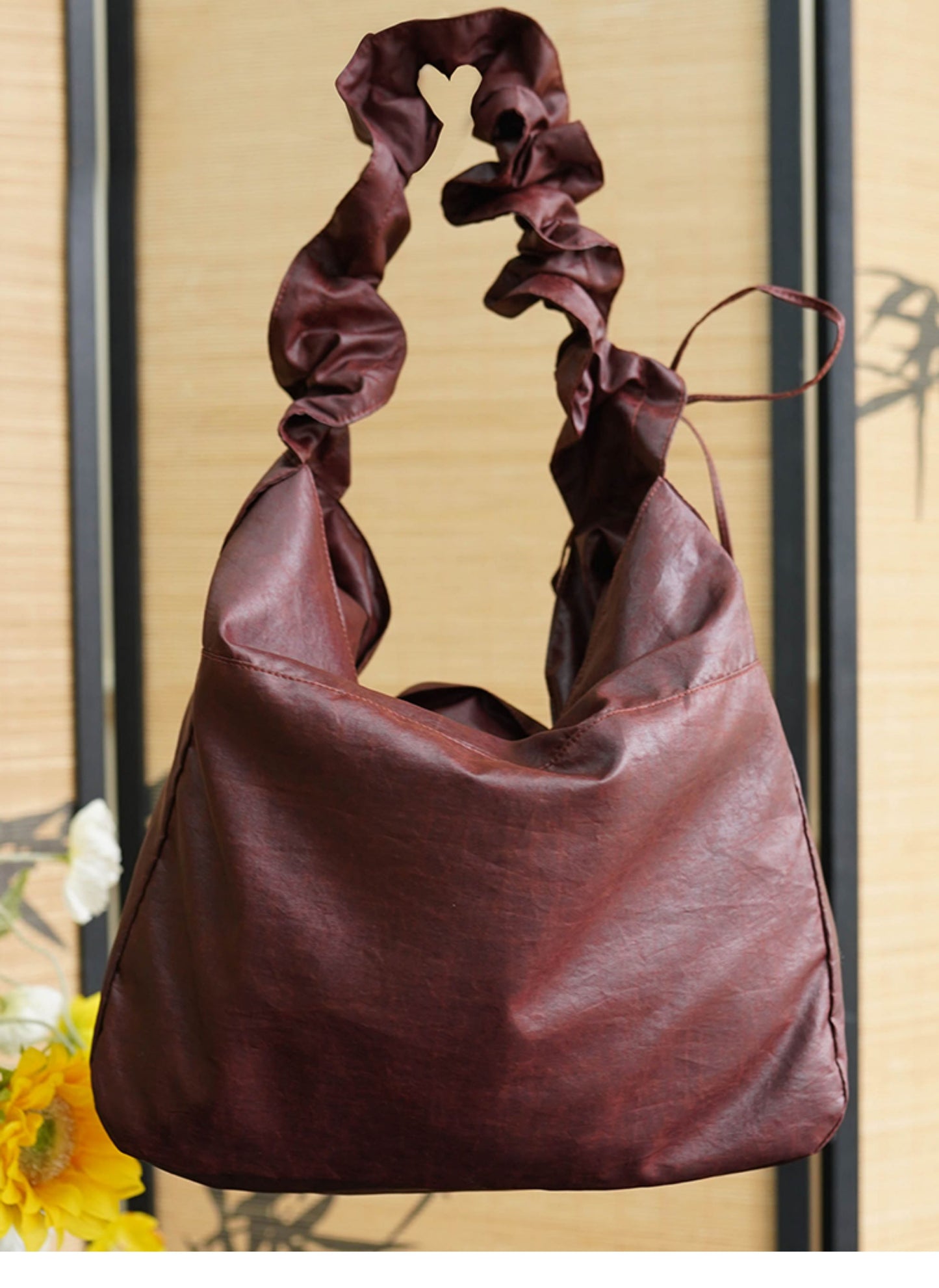 Gambiered Canton Gauze "Tortoise-Crackle" Lotus Leaf Drawstring Bag