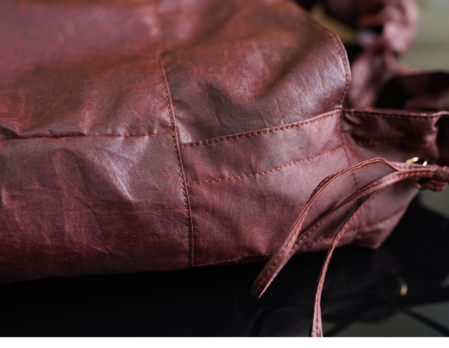 Gambiered Canton Gauze "Tortoise-Crackle" Lotus Leaf Drawstring Bag