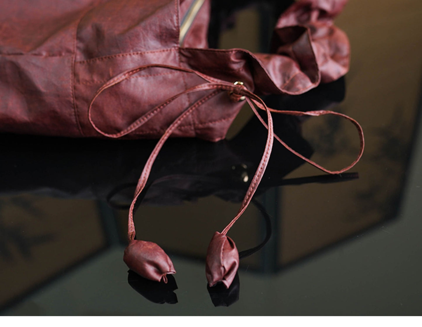Gambiered Canton Gauze "Tortoise-Crackle" Lotus Leaf Drawstring Bag