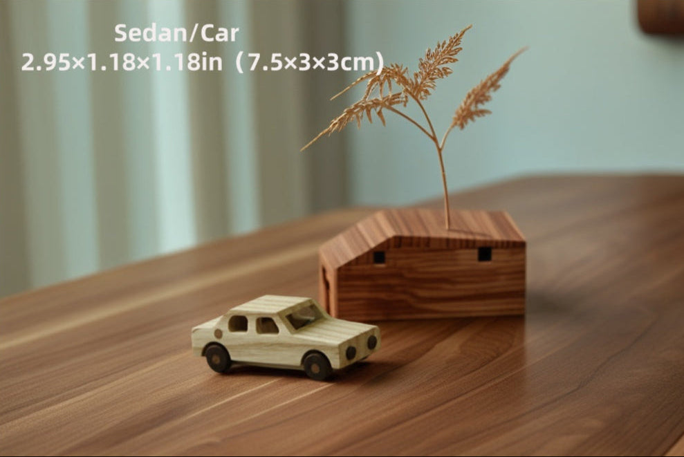 Artisan-Crafted Ash & Walnut  Car -Natural Beeswax-Finished Solid Wood Dashboard Decor, Eco-Friendly Vehicle Interior Accessory with Scratch-Resistant