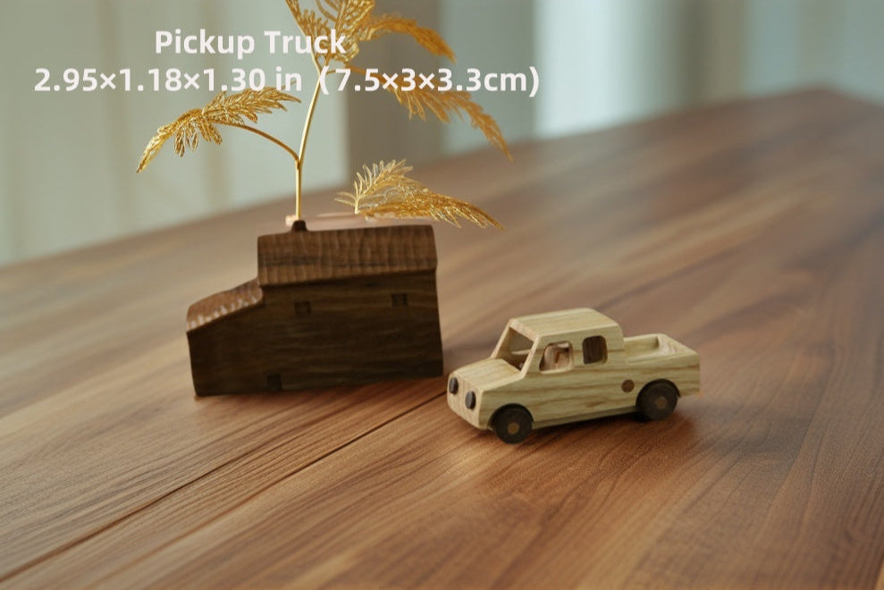 Artisan-Crafted Ash & Walnut   Pickup Ttuck-Natural Beeswax-Finished Solid Wood Dashboard Decor, Eco-Friendly Vehicle Interior Accessory with Scratch-Resistant