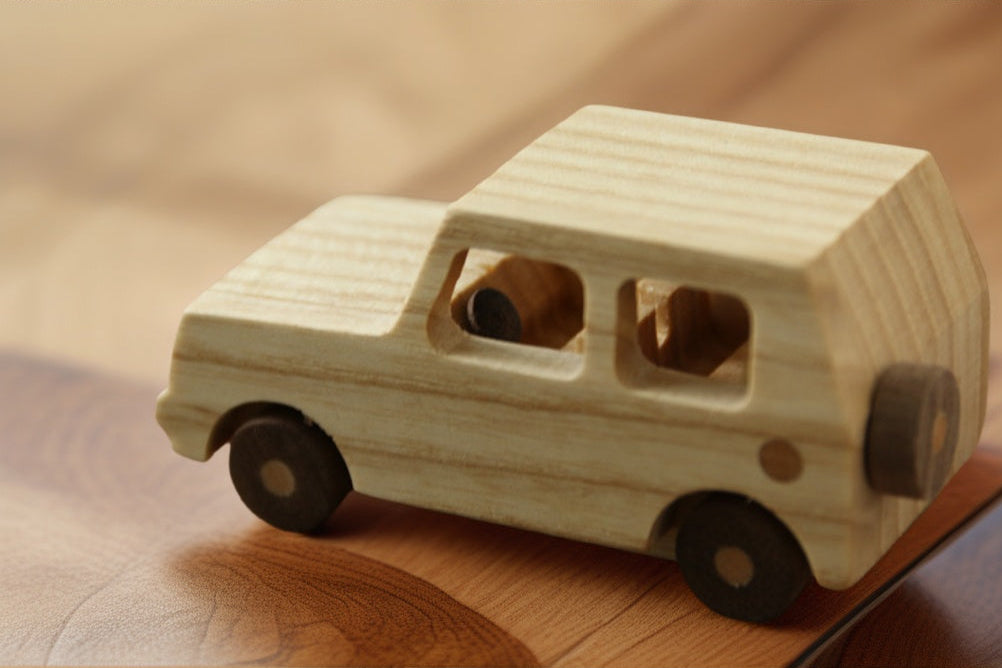 Artisan-Crafted Ash & Walnut SUV Car Ornament – Natural Beeswax-Finished Solid Wood Dashboard Decor, Eco-Friendly Vehicle Interior Accessory with Scratch-Resistant Protection