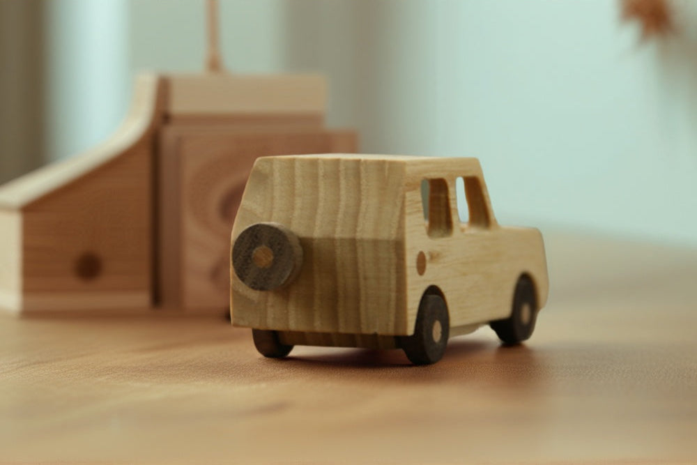 Artisan-Crafted Ash & Walnut SUV Car Ornament – Natural Beeswax-Finished Solid Wood Dashboard Decor, Eco-Friendly Vehicle Interior Accessory with Scratch-Resistant Protection