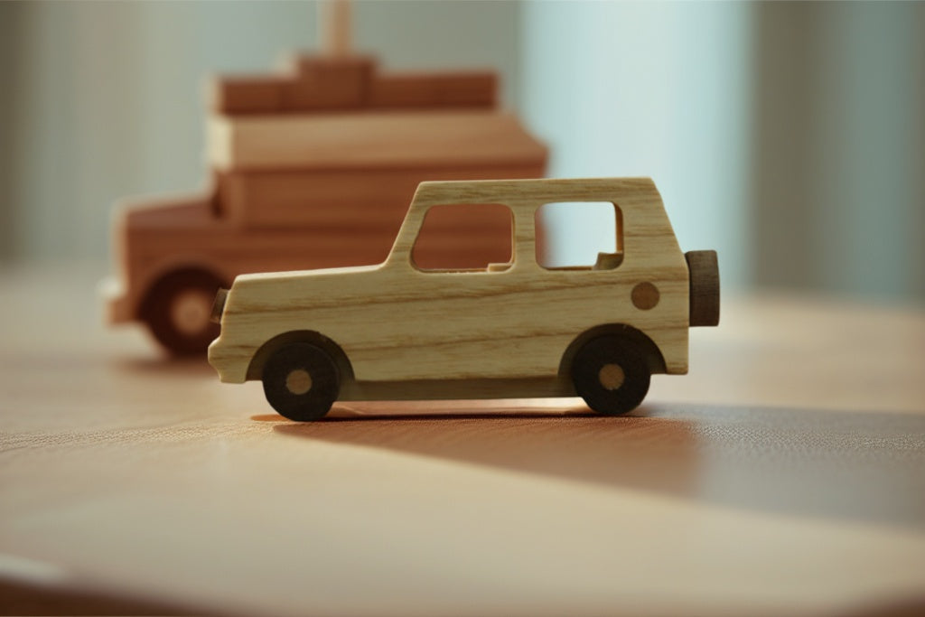 Artisan-Crafted Ash & Walnut SUV Car Ornament – Natural Beeswax-Finished Solid Wood Dashboard Decor, Eco-Friendly Vehicle Interior Accessory with Scratch-Resistant Protection
