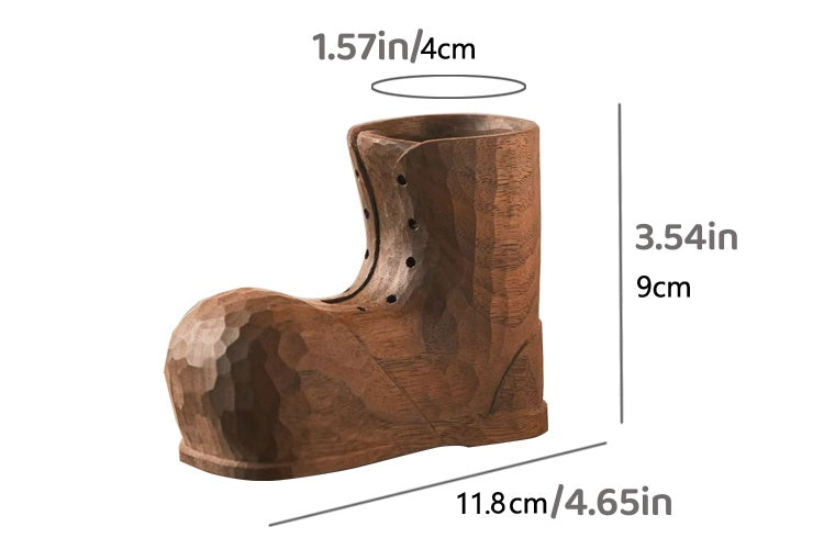 Crafted with meticulous artistry, this ​hand-carved shoe-shaped pen holder​ blends whimsical design with functional elegance. Made from sustainably sourced solid wood and finished with a non-toxic beeswax coating, it offers a ​scratch-resistant surface​ while maintaining eco-friendly integrity.