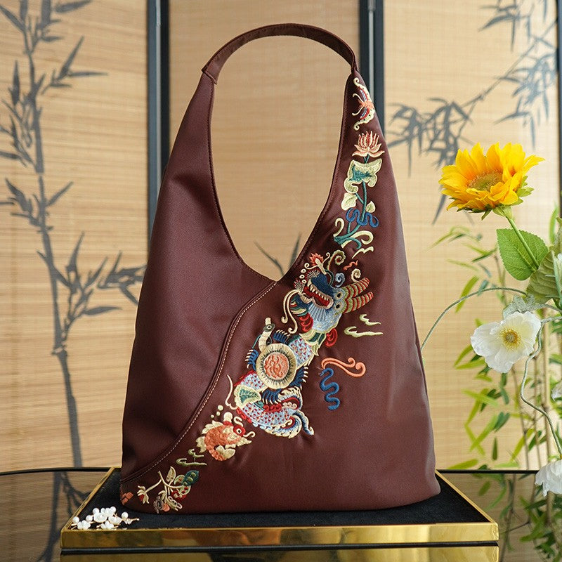Dragon-Koi Gambiered Canton Gauze Bag