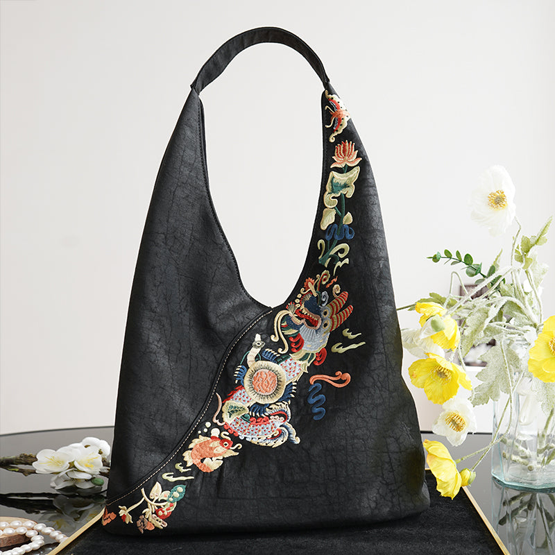 Dragon-Koi Gambiered Canton Gauze Bag