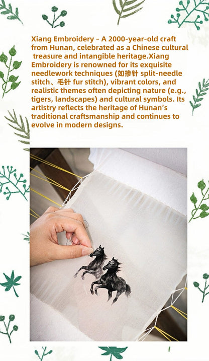 Double-Sided Art Ornament - Handmade Xiang Embroidery Display with Auspicious Birds & Flowers, Meticulous Needlework Home Decor