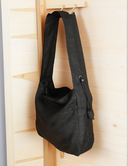 Gambiered Guangdong Silk (Xiangyun Sha) Tortoise-Crack Pattern Lotus Drawstring Bag - New Chinese Style Women's Shoulder Tote, Convertible Crossbody & Handheld Purse for Daily Commute