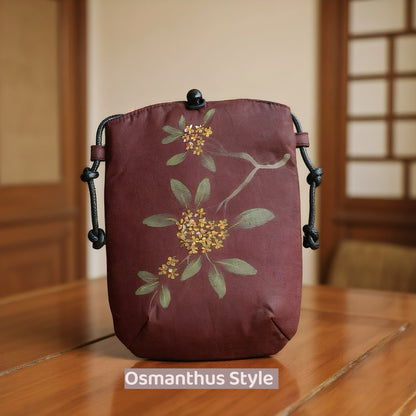 Gambiered Guangdong Silk Crossbody Bag | Hand-Painted Chinese Art | Women's Phone Purse