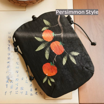 Gambiered Guangdong Silk Crossbody Bag | Hand-Painted Chinese Art | Women's Phone Purse