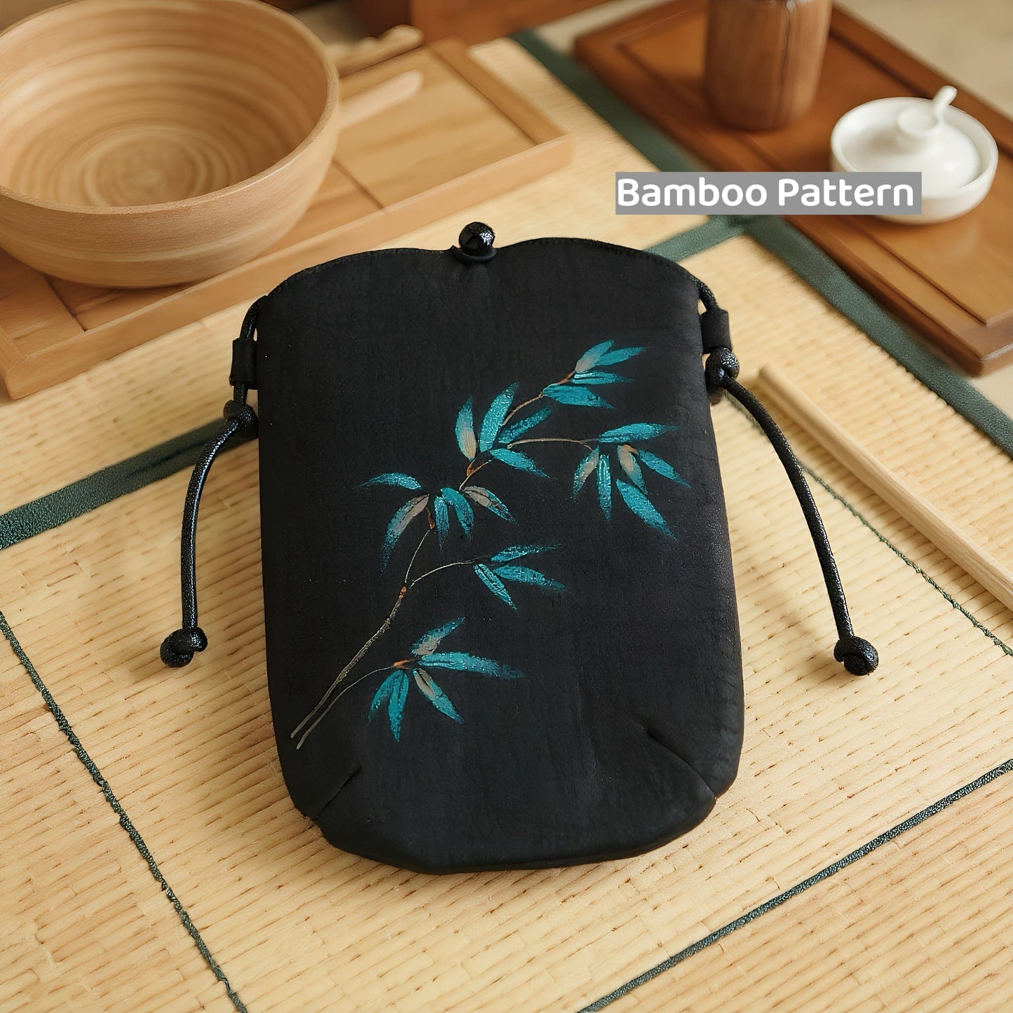 Gambiered Guangdong Silk Crossbody Bag | Hand-Painted Chinese Art | Women's Phone Purse