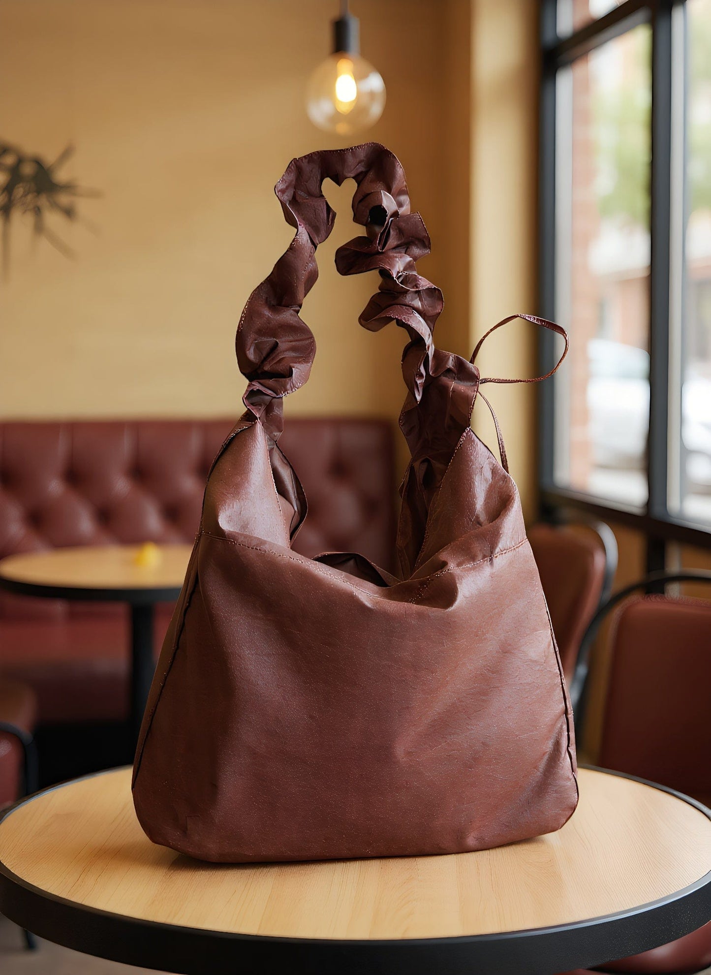 Gambiered Guangdong Silk (Xiangyun Sha) Tortoise-Crack Pattern Lotus Drawstring Bag - New Chinese Style Women's Shoulder Tote, Convertible Crossbody & Handheld Purse for Daily Commute