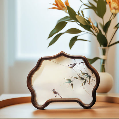 Double-Sided Art Ornament - Handmade Xiang Embroidery Display with Auspicious Birds & Flowers, Meticulous Needlework Home Decor
