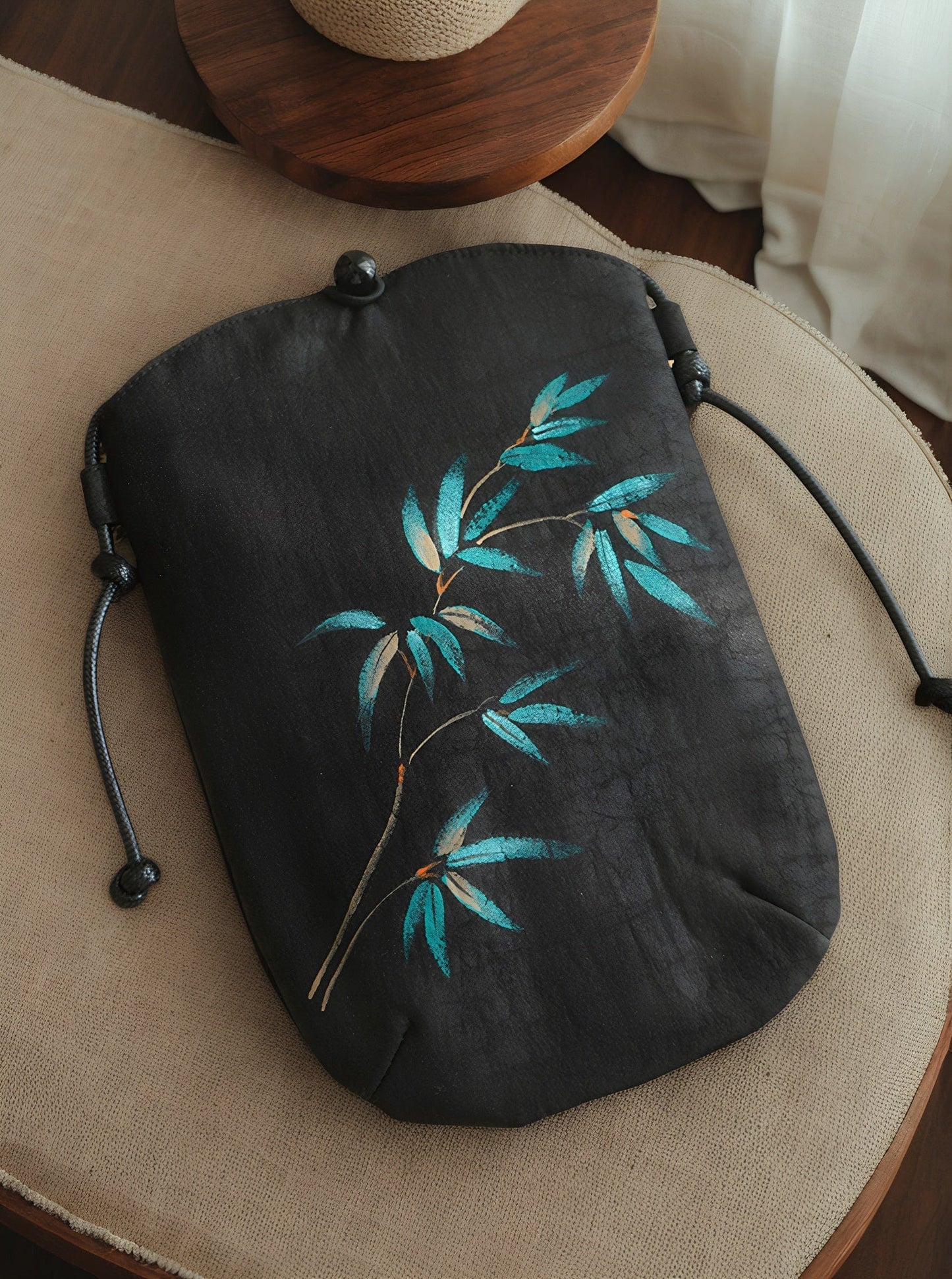 Gambiered Guangdong Silk Crossbody Bag | Hand-Painted Chinese Art | Women's Phone Purse