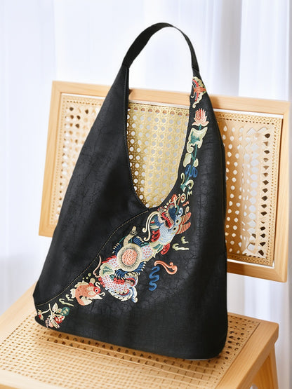 Loong Li Xiangyunsha Silk Hand-Embroidered Story Tote
