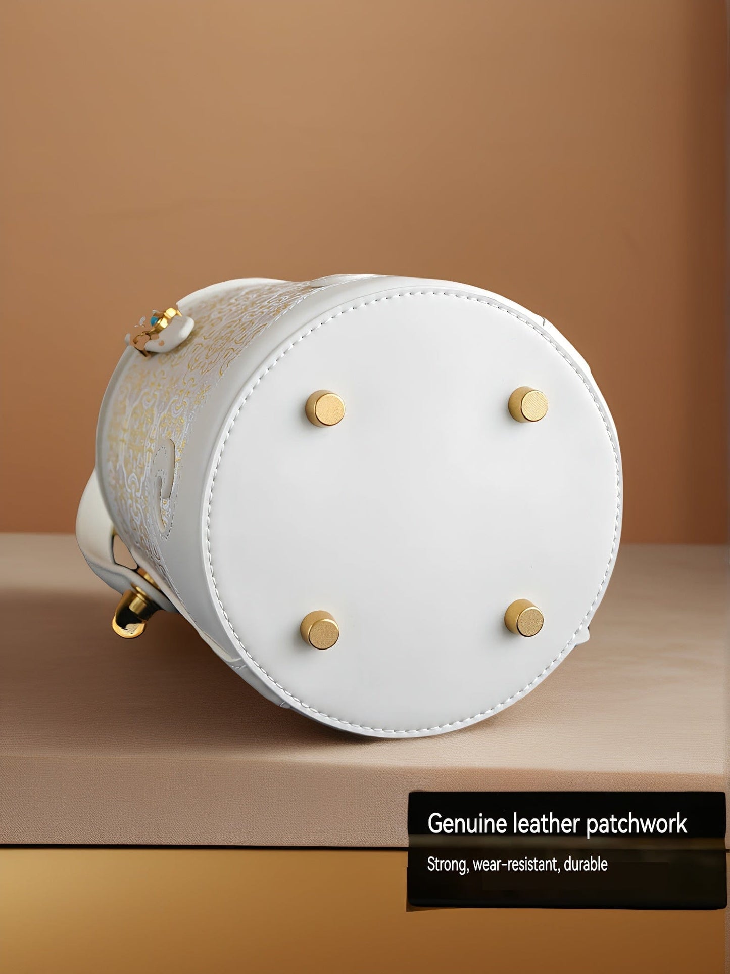 Luxury White Bucket Bag - Exquisite Silk Song Brocade with Traditional Motif, East-Meets-West Versatile Shoulder Bag